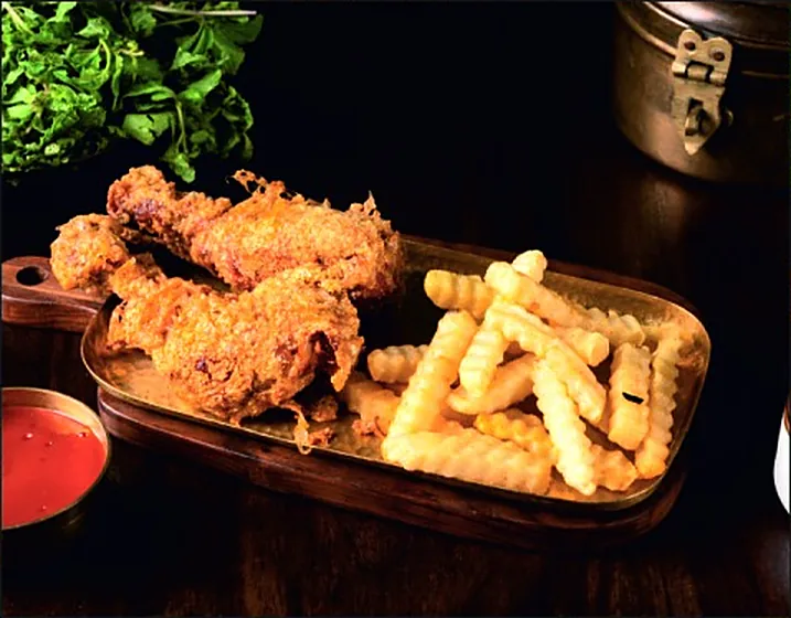 Fried chicken farcha with chips